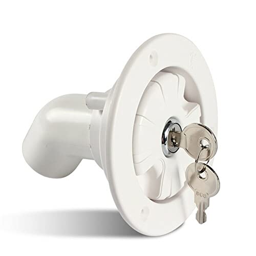 BODYA Tapón de llenado de puerta de entrada con bloqueo de agua dulce con 2 llaves para caravana, autocaravana, remolque, gravedad, color blanco