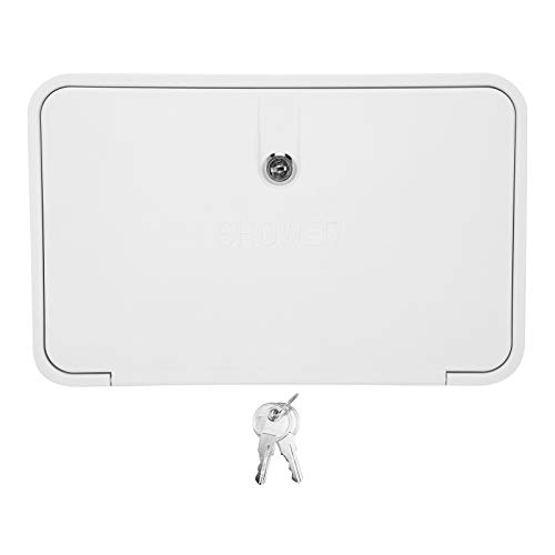 Caja de Ducha Exterior, Caja de Ducha KIMISS RV, Kit de Lavado Exterior Blanco con Accesorio de Bloqueo para Autocaravana (ABS, Manguera de Vinilo, Perilla acrílica)