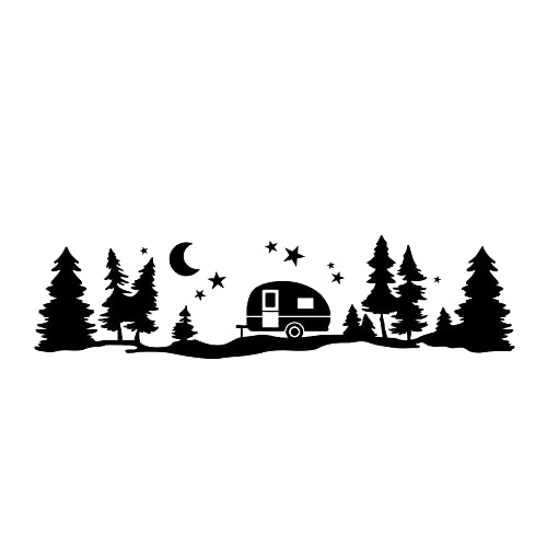 Calcomanías Emblemas Pegatinas Kits de cuerpo Bosque estrellado Montaña Coche Pegatina de pared Viaje Camper Estrella Luna Árbol Autocaravana Calcomanía Vinilo Decoración del hogar for Camping Rv