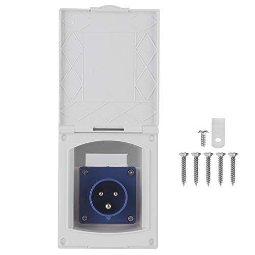 Enchufe para RV, 16A 220V-240V Toma de corriente impermeable, Enchufe hembra externo de 3 pines para caravana, remolque, autocaravana