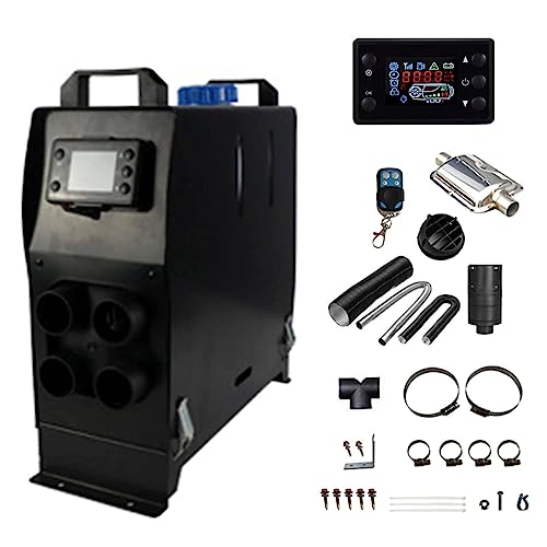 FARUTA Calentador diésel de 4 orificios de salida 5KW 12V Calentador de estacionamiento de aire portátil todo en uno para autocaravana Camión Camper Remolque con monitor LCD y control remoto,Negro