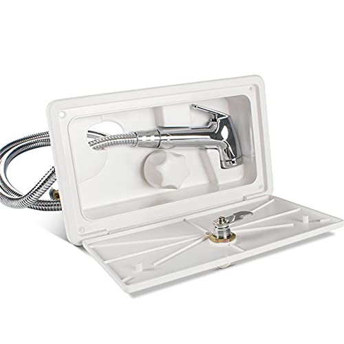 Flyafish RV Kit de Caja de Ducha con Bloqueo-Incluye Grifo de Ducha, Manguera de Ducha, Varita de Ducha Barco Marino Camper Autocaravana Caravana Autopartes (Color : White)