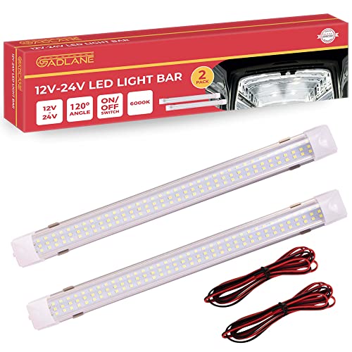 GADLANE Barra LED 12V - 24V Autocaravana, Camper, Barco, Cocina Luz Furgoneta Interior Luces Led 12v Interruptor Encendido/Apagado - 6000k - 34cm Longitud - Paquete De 2