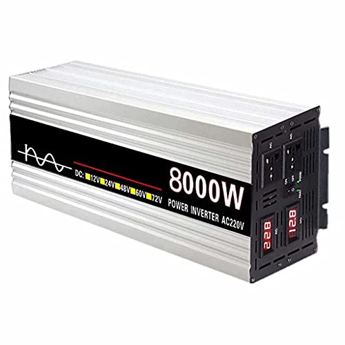 Inversor Pure Sinus 8000w Convertidor de Voltaje DC 60V AC 220V Convertidor de Potencia de Coche con enchufes y Pantalla Digital para autocaravanas caravanas (24v)