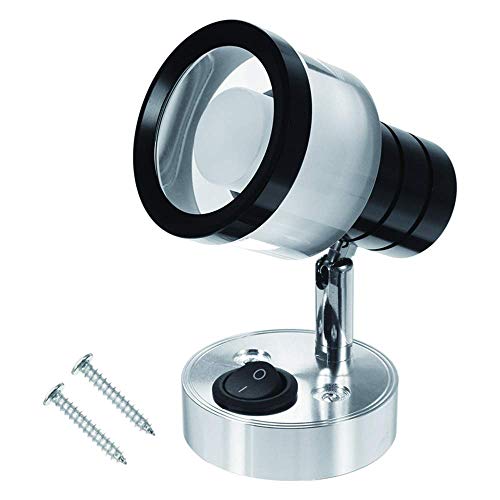 Riloer Luces de Lectura, Foco de Pared Interior LED de 12V 3W para Autocaravana Caravana y Barco de RV, Luz Blanca/Cálida