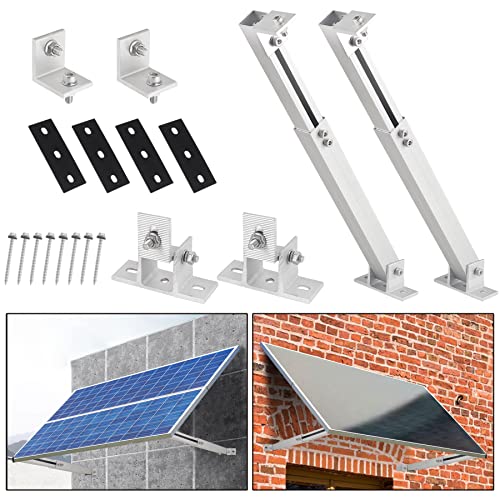 Soporte de Panel Solar de Aluminio, Soporte Fotovoltaico de Panel Solar Ajustable 10°- 60°, Soporte de Placas Solares para Tejados, Paredes, Autocaravanas, Botes