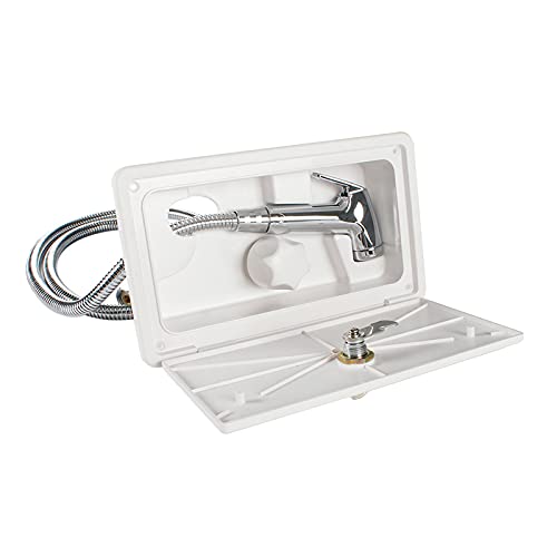 SunniMix RV Exterior Exterior Ducha Portátil Barco de Acero Inoxidable Camper Cocina Autocaravana Caravana Van - Blanco