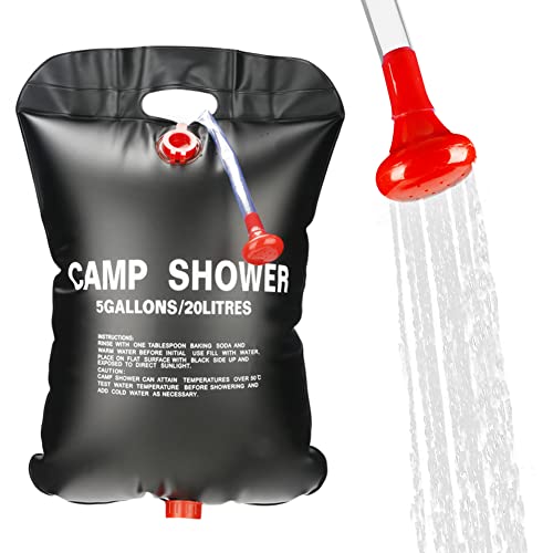 Umllpet Bolsa de Ducha Solar, 20L Ducha Portatil Solar para Camping, Saco de Ducha Solar con Cabezal de Ducha, Ducha Portátil Camper Ducha Solar de Viaje para Exterior/Senderismo/Jardín Ducha Solar