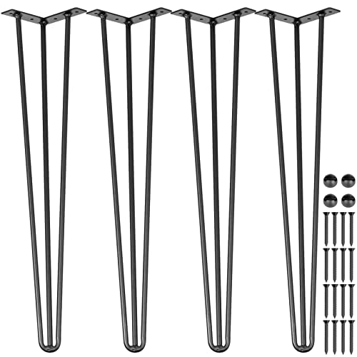 VEVOR Patas para Mesas de Acero al Carbono, Conjunto de Patas de Mesa Altura de Pata 45,7 cm, Patas para Muebles con 4 Pies de Goma, Patas de Mesa con Capacidad de Carga 100 kg para Mesas Auxiliares