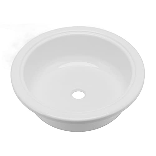 Weikeya Fregadero para Baño, Fácil de Limpiar, Acrílico, Redondo, Resistente a Impactos, Orificio de Drenaje de 40 Mm, Fregadero para Autocaravana para Autocaravana, Yate, Caravana