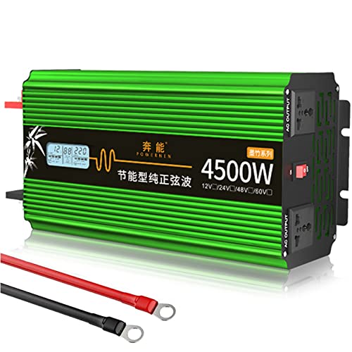 XYEJL Inversor Corriente 3000w 4500w 6000w 8000w 10000w, Inversor Onda Sinusoidal Pura Transformador DC 12v 24v a AC 220v Convertidor De Voltaje con AC Tomas para Autocaravanas,Camión,4500W-24Vto220V