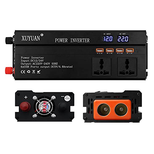 ZYWUOY Convertidor inversor, convertidor de voltaje de 1200 W, inversor de coche, convertidor de 12 V, 230 V, convertidor inversor para autocaravanas, camiones, camping