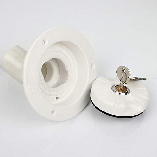 ANAJOY Tapa de agua con cierre para autocaravana, con llave, entrada de agua por gravedad, tapa con bloqueo, filtro de entrada de agua dulce, remolques, barcos (blanco)