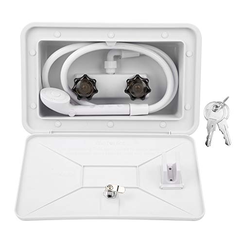 Caja de ducha para caravana, caja de ducha exterior, kit de lavado al aire libre con accesorio de bloqueo para autocaravana, barco, autocaravana