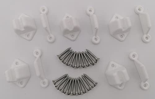 CR-MNOESANCO® KIT Retencion Puerta + Tornillos INOX Montaje Retenedor Puerta en T para Caravana, Autocaravana Entrada Soporte pestillo de Puerta Autocaravana Tope Puerta fácil de Instalar (5, BLANCO)