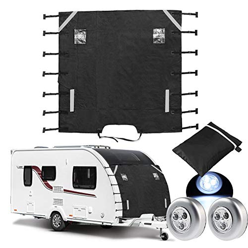 Cubierta de remolque delantera para caravana – Fundas de protección delantera para caravana con 2 luces LED, cierre actualizado para caravana