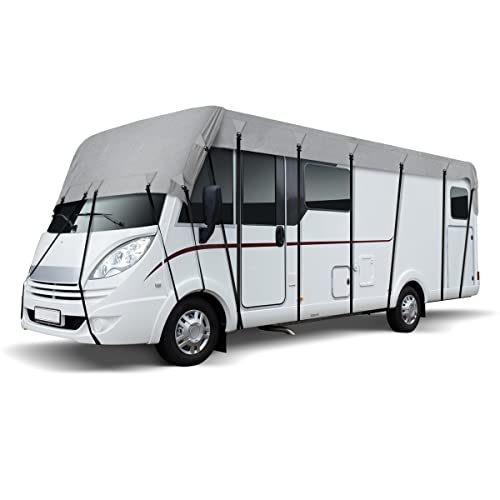 ECD Germany Lona de protección de techo para caravanas - 8.5 x 3m - transpirable - Tela de microfibra sintética - cubierta de protección de techo - Respirable y resistente a rayos UV - Fijación segura