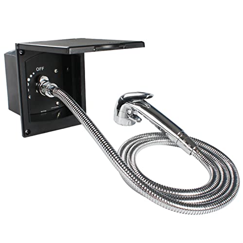 Hencik Caja de ducha exterior negra con función de entrada y salida de agua para caravana, autocaravana, barco, autocaravana (color : ducha con grifo B)