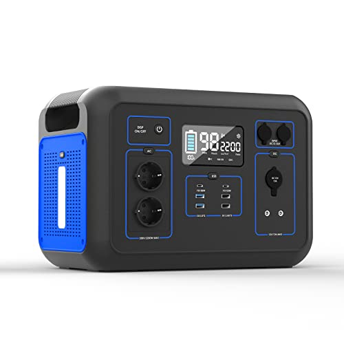 ICOCO Estación de alimentación portátil 2200 W/2131 Wh, gran capacidad, LiFePO4, con pantalla LCD, para camping, aventuras al aire libre en el jardín, autocaravanas y emergencias (azul)