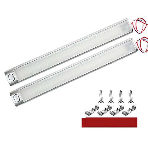 Intckwan Plafon Led 12v Autocaravana, Luz Led 12v, Tira Led 12v, 12V Interior Lampara, 6000K Blanca, Luces LED Coche para RV Caravana Camper Furgoneta Barco Techo Camión(2 Piezas)
