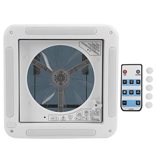 KIMISS Ventilador de escape eléctrico, ventilador de enfriamiento de 12 V con luz LED, montaje en techo de intercambio de aire en ambos sentidos con 10 hojas para RV, RV, autobús, yate 280x280mm)