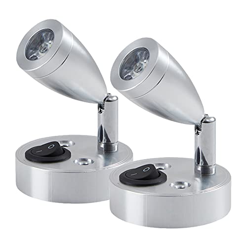 LC-AUTO Luz de lectura LED de 12 V, 2 unidades, luz cálida con interruptor ajustable para caravana, furgoneta, autocaravana, montaje en pared, interior LED Spot Light