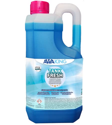 Líquido Autocaravana Tank Fresh 2L AWAKING, Liquido Aditivo Aguas Grises, Desagües, Duchas,Caravanas, Autocaravanas, Campers, Evita Malos Olores, Biodegradable, Aromatizante, Altamente Efectivo