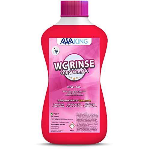 Líquido WC Rinse Concentrado Awaking 750 ml, Máxima Concentración, Mayor Eficacia, Limpieza Taza WC, Ideal Plástico y Porcelana, Inodoros Portátiles, Potys, Caravana, Autocaravana, Camper