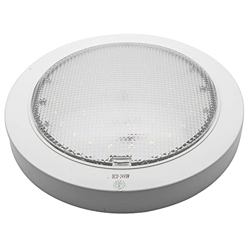 TOTMOX 12V Universal Ultra Slim Warm LED Foco de techo para autocaravana, caravana, autocaravana, barco, cromo, blanco