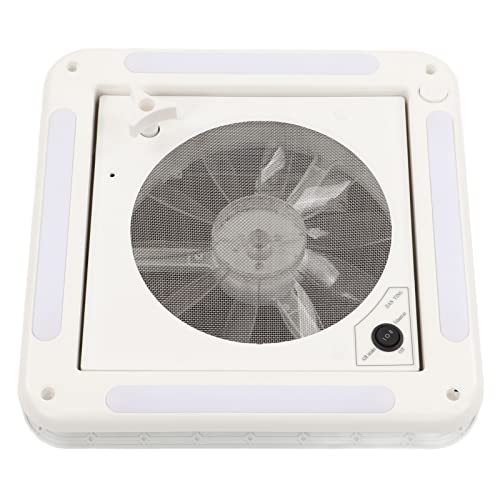 Ventilador de Ventilación de Techo para Caravana, Yosoo Ventilador de Ventilación de Techo para Autocaravana 12 V 360 X 360 Mm 10 Aspas Modo Dual Salida de Entrada de Aire 4 Luces LED para Caravana