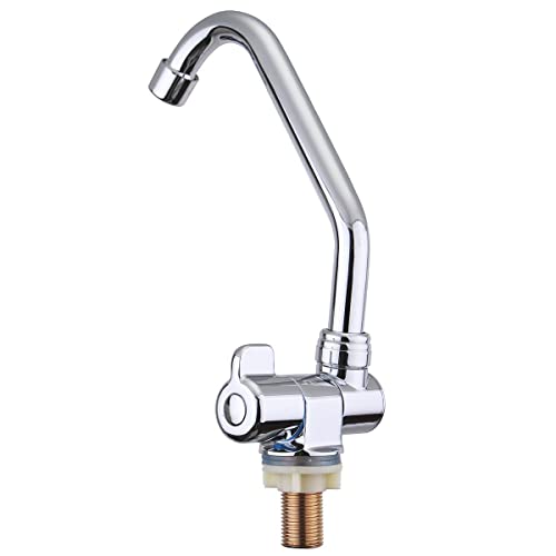WETG Grifo Plegable para Caravana Grifo Giratorio de Cocina de Autocaravana Montado en la Pared o la Cubierta de Sola Manija Grifo de Cobre de Agua FríA