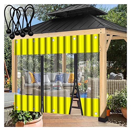 WYYZH Cortina Exterior Transparente Impermeable Laterales para Pergolas Lona de PVC Costura de Lienzo para Cochera Al Aire Libre Gazebo con Cremallera (Color : Yellow, Size : 1.7x2.5m/5.6x8.2ft)