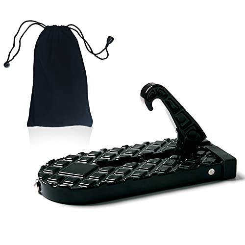 ZHOUSTOU Pedal para Puerta de Coche Escalon para Caravanas con Martillo de Seguridad y Gancho en Forma de U Escalon Plegable Fácil Acceso a la Parte Superior del Techo, para Auto SUV Jeep (Negro)