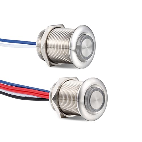 acegoo 12V Kit de Interruptor Regulador de Luz 3 Vías PWM 6A Dimmer Pulsador de Botón para Luz LED Regulable, Acero Inoxidable para Barco Camper Coche Caravan Autocaravana, Reguladores de intensidad