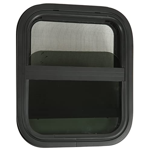 Akozon RV Windows, 440mmx390mm RV Ventanas Corredizas con Pantalla de Vidrio Templado Tintado Impermeable Camper Ventana para Remolque de Autocaravana