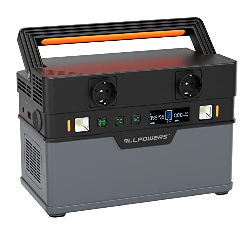 ALLPOWERS Generador portátil de 606Wh / 164000mAh, 700W fuente de alimentación de emergencia, onda sinusoidal pura con inversor DC/AC para camping, uso doméstico, autocaravana, exterior