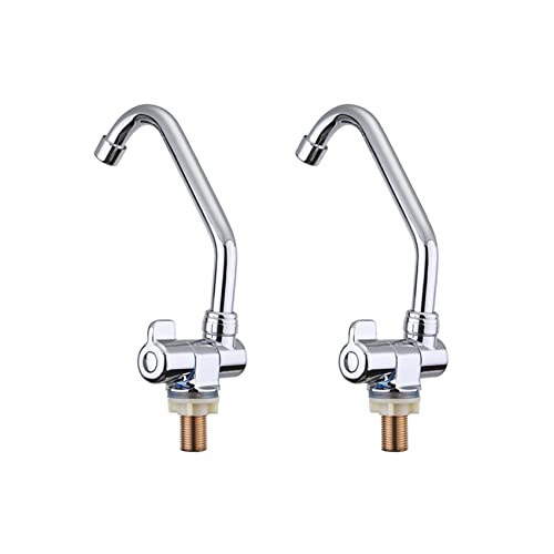 Bantopgong 2X Grifo Plegable para Caravana Grifo Giratorio de Cocina de Autocaravana Montado En La Pared O La Cubierta de Una Sola Manija Grifo de Cobre de Agua Fría