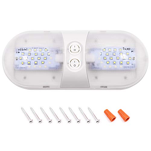 Biqing 12V Luz de Techo,48 LED de Techo Iluminación Interior 6.8W Luz Interior Adorno de la Bóveda de Coche Lámpara con Interruptor para Autocaravanas, Caravanas, Remolques, Embarcaciones