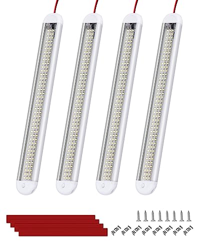 Bonlux luces led coche interior 12V, ultrafina de 120 LED, luz de techo para caravana, caravana, autocaravana, cocina interior con interruptor, 6500 K, ultra brillante, paquete de 4 unidades