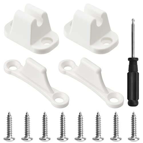 Bubuyun 2 Pcs Retenedor Puerta Autocaravana Cierres de Puerta para Caravana Blancas Retenedor de Tope de Puerta de Autocaravana + 8 Tornillos Y 1 Destornillador Mental (Agujero 6mm, 5mm)