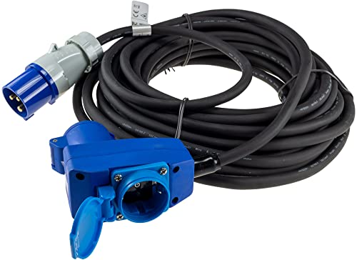 Cable alargador CEE 15 metros IP44 enchufe con tapa protectora 230 V I H07RNF 3G2,5 para caravanas, camping, caravanas y autocaravanas