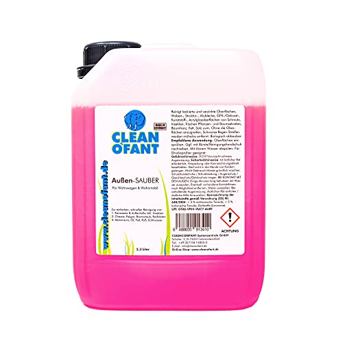 CLEANOFANT Außen-Sauber 2,3 Litro Especial Limpiador para Caravana,Autocaravana,Caravan,Vorzelt - Das Champú Unido Exteriores, Repelentes de Insectos,Limpiador Ruedas,Limpiador Compartimiento Motor
