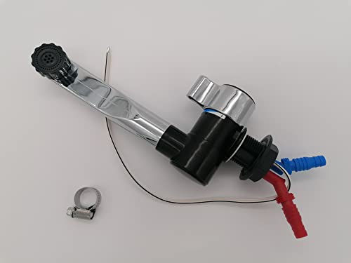 CR-MOESANCO® KIT Grifo London Cromado Mesclador de Agua Caliente y Fria para Caravana, Autocaravana Barco o Camper con Interruptor 12v / 24v