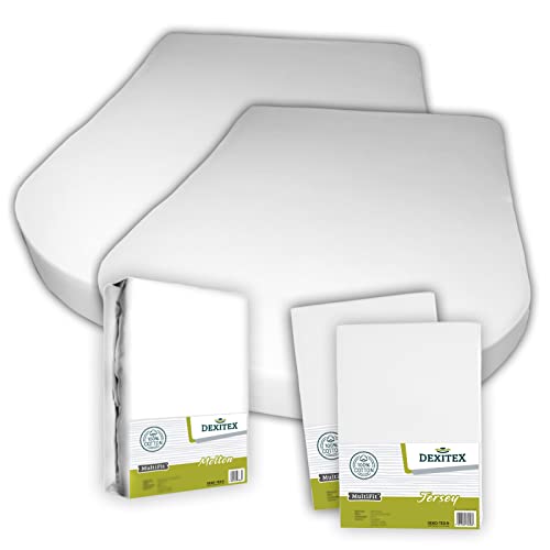 Dexitex - Cama Isla Sabanas Bajeras - 2 Sasbanas Ajustables + 1 Protector de Colchon - Cama Isla Autocaravana - para Colchon Camper - Accesorios Autocaravana -Oeko-Tex - 100% algodón - Blanco