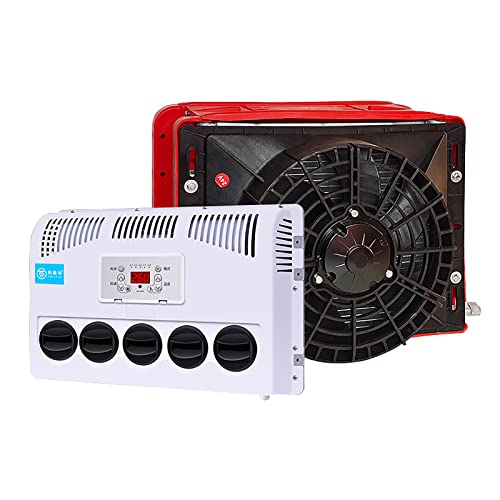 DOOK Aire Acondicionado para Autocaravana Autobús Camión Automotriz Montaje Accesorios Universales Corriente Continua Control Remote Conversión De Frecuencia Inteligente El Plastico Rojo,12V