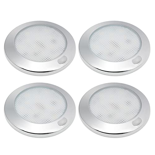 Dream Lighting Lamparas de Techo Regulable Caravana Autocaravana Camper 12v 7.6cm Luz Plafon IP44 Blanco Cálido 4 Paquetes