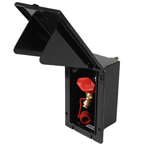Enchufe de gas para exterior, válvula de alimentación, autocaravana, caravana, caravana, color negro, rectángulo