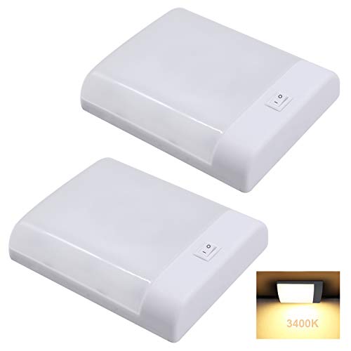 Facon Luz de Techo LED 12 V para Autocaravana, Autocaravana, Caravana, Remolque, luz Interior, Nuevo diseño, Familia de Diamante Simple y Doble (Paquete de 2 Unidades, 3400 K Blanco cálido)