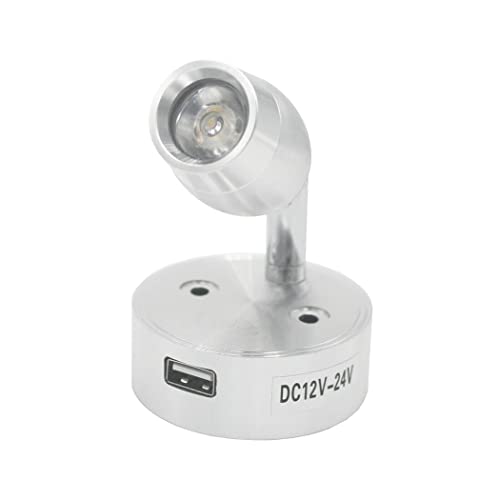 FACULX Luces LED de lectura de coche de 12 V con puerto de carga USB, foco regulable táctil, lámpara de pared para autocaravana, caravana, campista, barco, dormitorio, paquete de 2