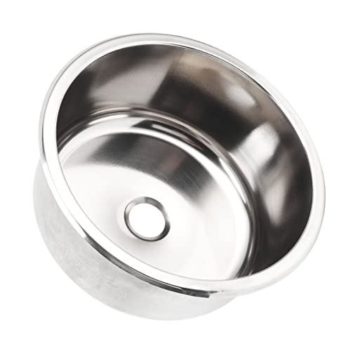 Fregadero para Autocaravanas de Acero Inoxidable 304, Fregadero para Autocaravanas de 295x130 Mm, Redondo, Resistente a la Oxidación, de Gran Capacidad para la Serie Yacht